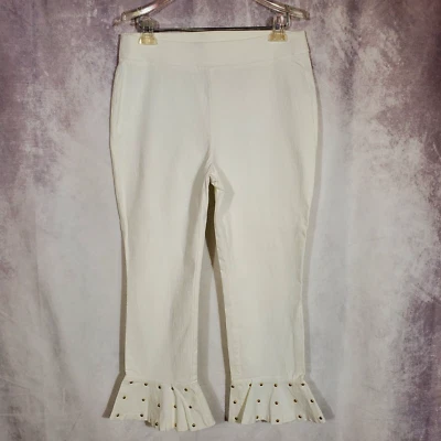 Pantalones cortos INC INT'L CONCEPT dobladillo con volantes tachonados dobladillo BLANCO 12 ELÁSTICOS Foto 1 de 4