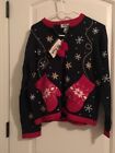 All Points Adult Ugly Christmas Zip Front Women's Sweater Size Small Multicolor