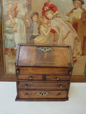 Antique furniture small miniature secretary with letters dated about 1790 Cover