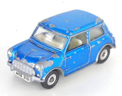 Dinky Morris Mini Cooper 183 Raro Azul Metálico Coche de Juguete Meccano De Colección Foto 1 de 4