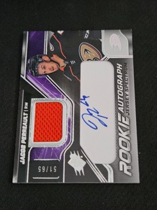 2022-23 UPPER DECK UD SPX JACOB PERREAULT PE #ed 51/65 ROOKIE AUTO JERSEY