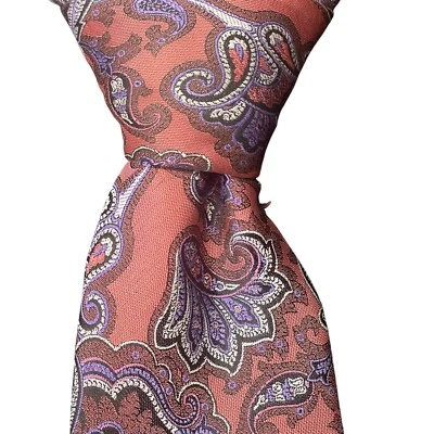 Marca Q Rosa Púrpura Paisley Cuello Corbata Microfibra Carrera Oficina Pascua Negocios Foto 1 de 4