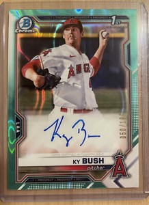 2021 Bowman Draft Chrome Ky Bush LA Angels Prospect Refractor 1st Auto /199 RC
