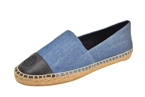 Tory Burch Denim Leather Espadrille Women's Size 8 M - Picture 1 of 2