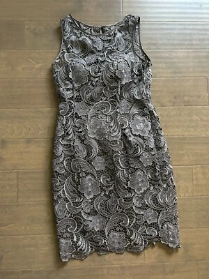 Adrianna Papell Women's Illus Ink lace Dress in Charcoal size 10 - Image 1 of 4