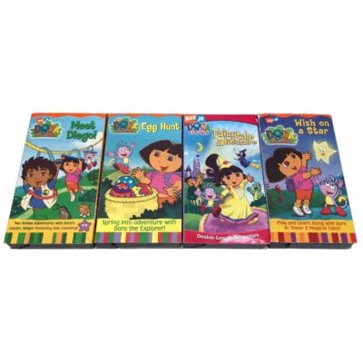 Dora the Explorer VHS Movie lot of 4 Diego Easter Fairytale Wish Nick Jr. Tested - Image 1 of 4