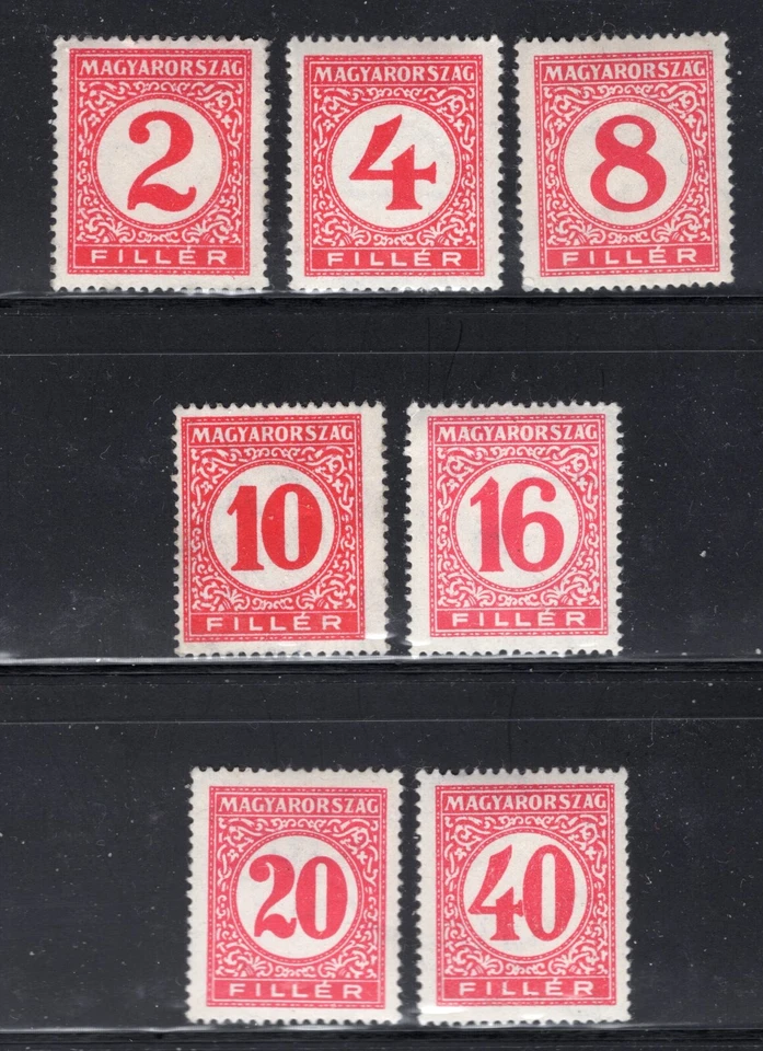 HUNGARY 1929 SCARCE POSTAGE DUE SET SCOTT J117-J123 PERFECT MNH - Image 1 of 1