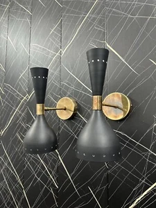 Apliques de pared modernos de mediados de siglo de latón antiguo Sputnik lámpara de luz - Imagen 1 de 6