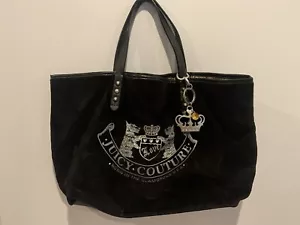Juicy Couture Royal Scottie Tragetasche Schultertasche schwarz Veloursleder selten gebraucht siehe - Bild 1 von 7
