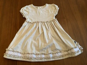 Matilda Jane Fresh Snow Dress Sz 4 Girls Oatmeal, off white star ribbon trim - Picture 1 of 6