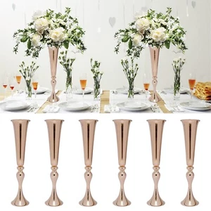 6 Stück Metall Trompeten Vasen Blumen Halter Gold metall Blumen Luxus Dekoration - Bild 1 von 12