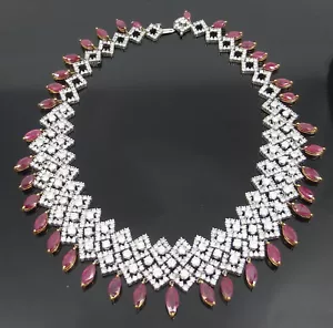 Estate 41.0ct Ruby 27.0ct Diamond Platinum & 18K Yellow Gold Fringe Necklace - Picture 1 of 8