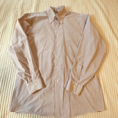 Camisa Geoffrey Beene Para Hombre 16 34/35 Blanca/Borgoña Cuadros Manga Larga Abotonada Foto 1 de 4