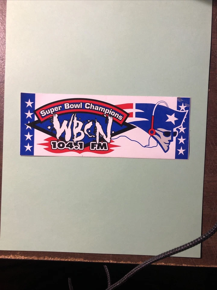 WBCN New England Patriots Super Bowl Champions Bumper Sticker 104.1 FM 2.75x7 - Image 1 of 1