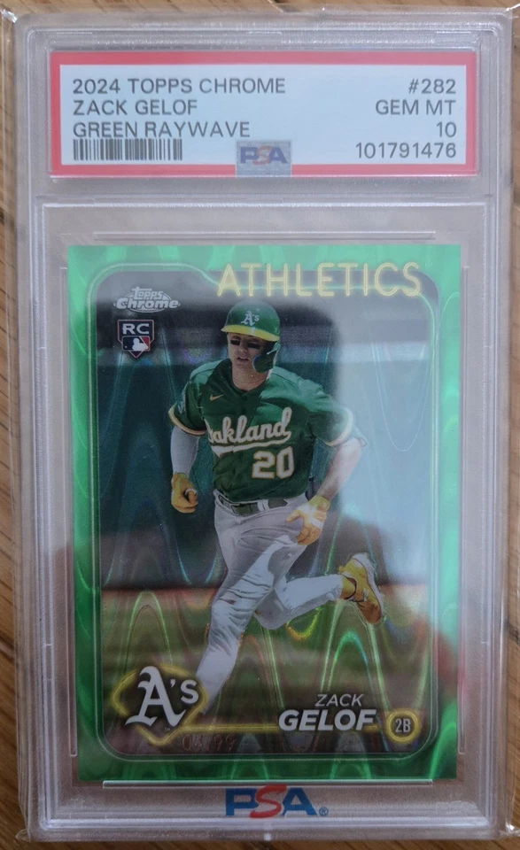 2024 Topps Chrome - Zack Gelof #282 Green RayWave Refractor /99 (RC) PSA 10 - Image 1 of 2