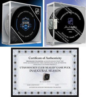 INGLASCO 2024 2025 UTAH HOCKEY CLUB INAUGURAL SEASON GAME PUCK MAMMOTH NHL PATCH IN STORE