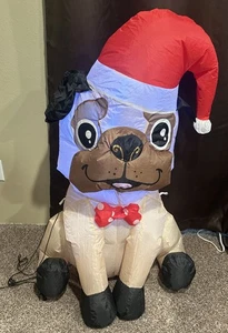 3,5' NATALE CARLINO GONFIABILE - CANE CON CAPPELLO BABBO NATALE ARREDAMENTO GIARDINO SOFFIATO - Foto 1 di 12