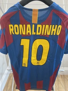 Barcelona 05/06 Shirt Ronaldinho 10 Jersey shirt top Classic size LARGE - Picture 1 of 9