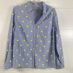 Boden camicia classica donna 18R blu righe neon pois bottoni davanti cotone business - Foto 1 di 11