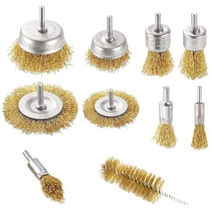 10-Pack Brass Wire Wheel Brush Set - 1/4" Hex Shank for Drills, 0.012" Wire D... - Picture 1 of 9