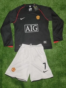 Ronaldo #7 Manchester United 2007/2008 Retro Away Trikot Kinder Langarm Set - Bild 1 von 6