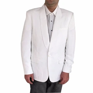 Mens Shawl Collar Dinner Jacket, White Polyester - Picture 1 of 2
