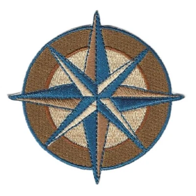 COMPASS IRON ON PATCH 2.65" Nature Adventure Hiking Trails Embriodered Applique - Image 1 of 2