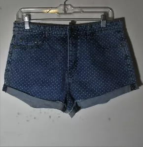 FOREVER 21 Blue Polka Dot Denim Shorts Size 29 - Picture 1 of 4