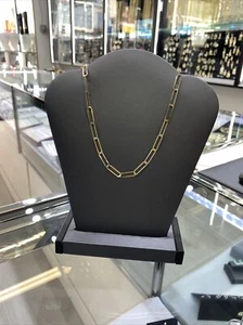 14 k real yellow gold paper clip necklace - Picture 1 of 10