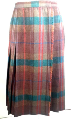 Falda Evan-Picone a Cuadros Plisada Lana Talla 8 Foto 1 de 4