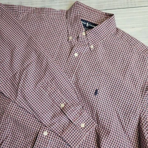 Ralph Lauren Blake Long Sleeve Button Down Shirt Mens Medium Red Blue Plaid Big - Picture 1 of 9