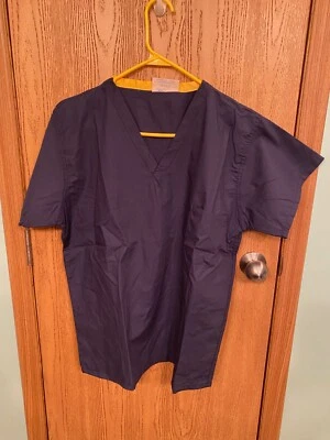 Blusa Médica Unisex Azul Marino con Cuello Amarillo y Bolsillo Foto 1 de 3