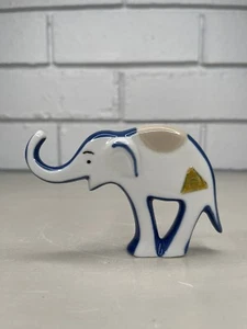 Trompa de elefante checo Royal Dux Bohemia de colección azul blanco MCM abstracto - Imagen 1 de 8