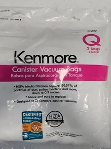 Kenmore Vacuum 53291 Q 2 Bags Canister HEPA Media Filtration Certified NEW - Picture 1 of 2