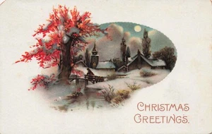 Church in Snow Christmas Vintage PC Posted 1915 Rush, Pennsylvania  - Picture 1 of 2