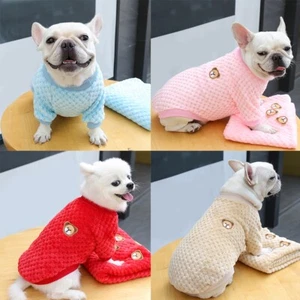 Small Pet Puppy Cat Jumper Warm Winter Dog Clothes Fleece Jacket Coat Sweater - Picture 1 of 19