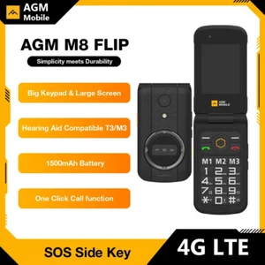 AGM M8 Flip Rugged Phone 2.8 inch Unlocked SOS Quick Call Elderly Feature Phone - Picture 1 of 15