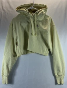 Champion Light Yellow Long Sleeve Cropped Hooded Sweatshirt Women's Size Medium - Picture 1 of 13