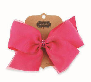 Mud Pie Pink Organza and Grosgrain Bow 4" x 7" - DISCONTINUED