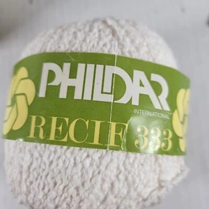 4 matassine vintage Phildar International Recif 333 100% cotone filato boucle bianco - Foto 1 di 5