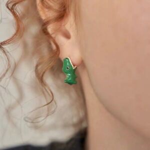 Fashion Lovely Green Enamel Dinosaur Stud Earrings Women Jewelry Christmas Gift