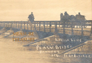 1910 RPPC KEARNEY, NE NEBRASKA 1 MILE PLATTE BRIDGE BUTCHER PHOTO Postcard P48