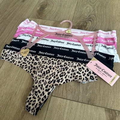 Juicy Couture Mujer Tanga Ropa Interior Bragas Sin Costuras 5 Pares Grandes NUEVO Foto 1 de 4