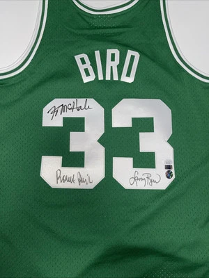 Larry Bird Robert Parish & Kevin McHale Signed Jersey With Triple Authentication - Image 1 of 3