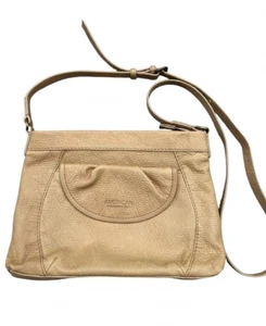 American Leather Company hellbraune natürliche geprägte Schulter Umhängetasche Reißverschluss Schnalle - Bild 1 von 18