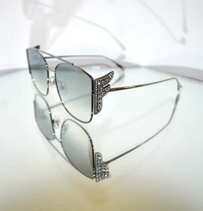 BEAUTIFUL Fendi "Freedom" Sunglasses Crystal Logo Ruthenium/Grey 0380/G/S 6LB/IC - Picture 1 of 14