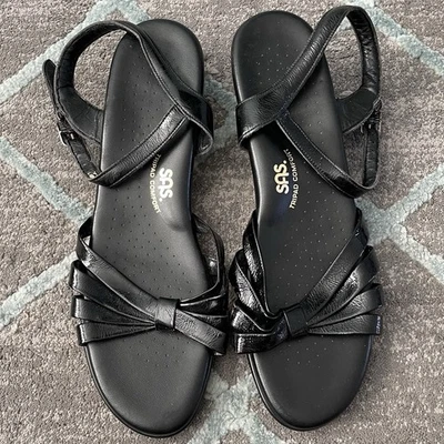 Pre-Owned Women's SAS Strippy Dress Sandals Black Size 11.5 Good Condition - Image 1 of 4