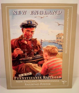 Raro poster Heirloom pacifico puzzle in legno New England Pennsylvania Railroad - Foto 1 di 14