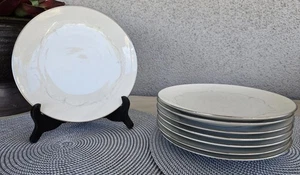 VTG. NORITAKE WHITEBROOK SET OF 8 SALAD PLATES SILVER BAND 6441 1963-1977 - Picture 1 of 4