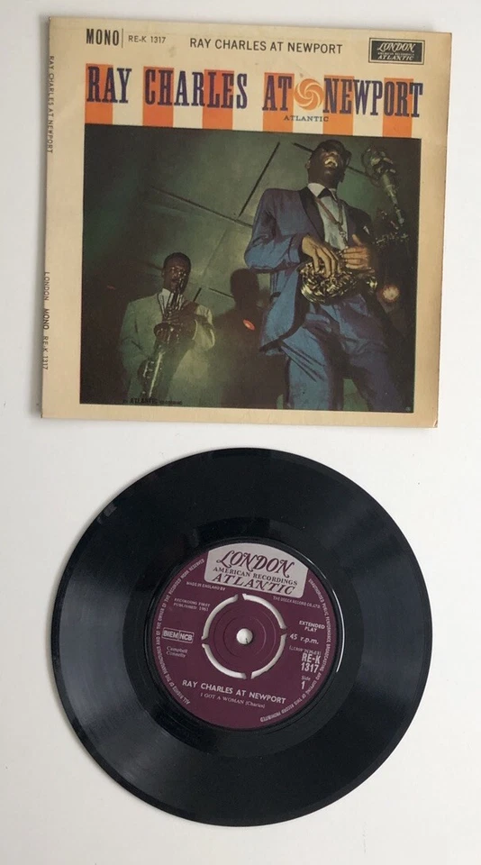 RAY CHARLES AT NEWPORT E.P VG+ 1961 RED LONDON POP 7" vinyl 45-RE-K 1317 - Image 1 of 1